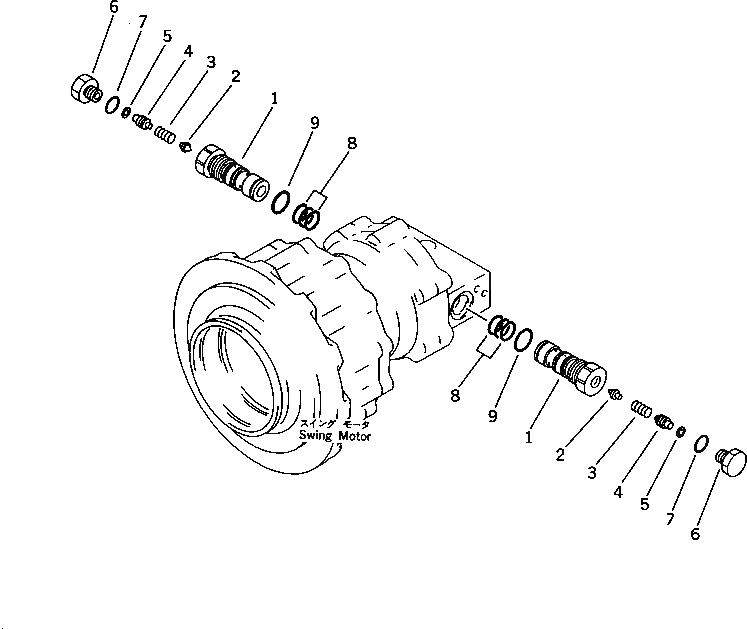 Схема запчастей Komatsu PF5LC-1 - МОТОР ПОВОРОТА ТОРМОЗНОЙ КЛАПАН(№-9) УПРАВЛ-Е РАБОЧИМ ОБОРУДОВАНИЕМ