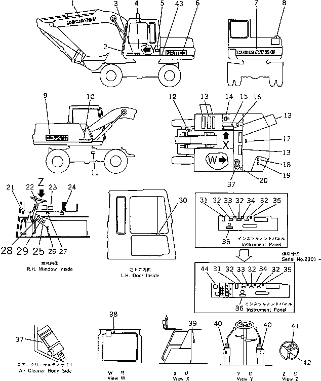 Схема запчастей Komatsu PW100-3 - МАРКИРОВКА (АНГЛ.)(№8-) СПЕЦ. APPLICATION ЧАСТИ¤ МАРКИРОВКА¤ ИНСТРУМЕНТ И РЕМКОМПЛЕКТЫ