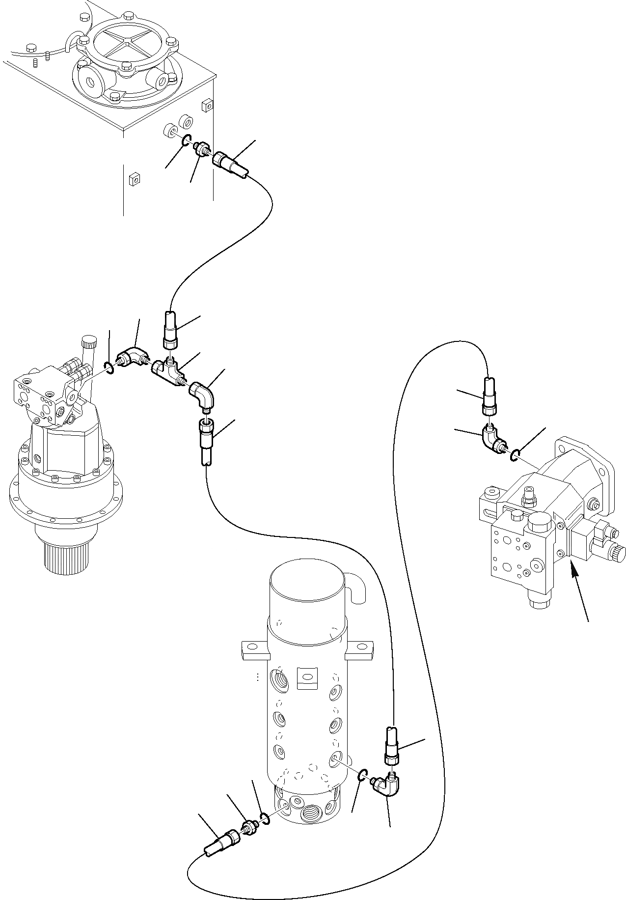 Схема запчастей Komatsu PW110R-1 - ГИДРОЛИНИЯ (ВОЗВРАТН. ЛИНИЯ) ХОДОВАЯ