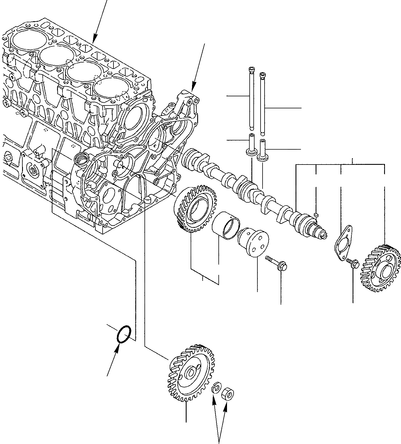 Схема запчастей Komatsu PW110R-1 - РАСПРЕДВАЛ И ВЕДУЩИЙ МЕХАНИЗМ ДВИГАТЕЛЬ