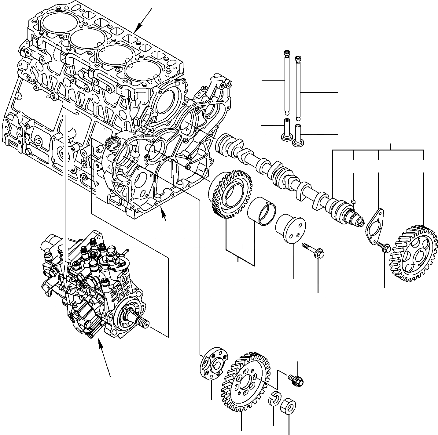 Схема запчастей Komatsu PW110R-1 - РАСПРЕДВАЛ И ВЕДУЩИЙ МЕХАНИЗМ ДВИГАТЕЛЬ