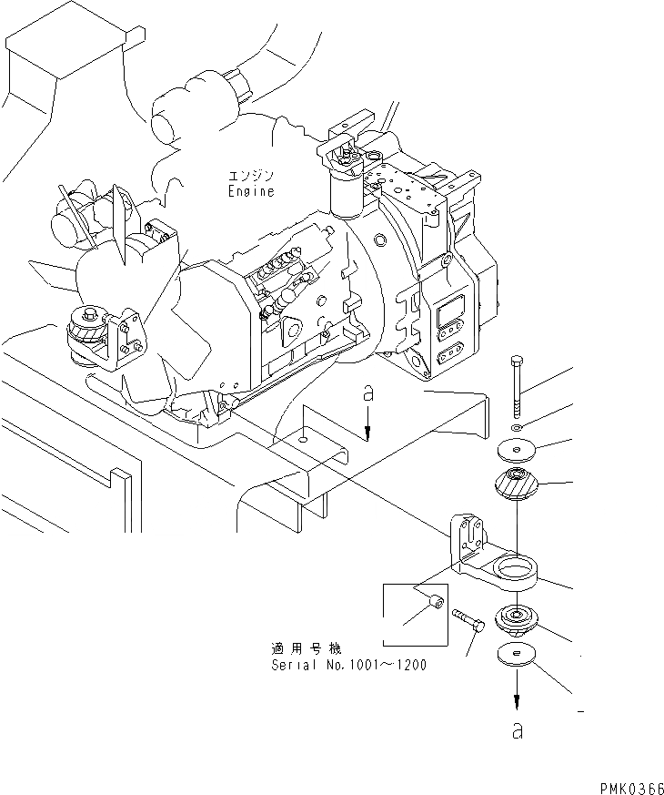 Схема запчастей Komatsu PW128UU-1 - КРЕПЛЕНИЕ ДВИГАТЕЛЯ КОМПОНЕНТЫ ДВИГАТЕЛЯ