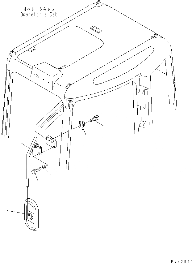Схема запчастей Komatsu PW128UU-1 - ЗЕРКАЛА ЗАДН. ВИДА(ЛЕВ. КАБИНА)(№-) ЧАСТИ КОРПУСА