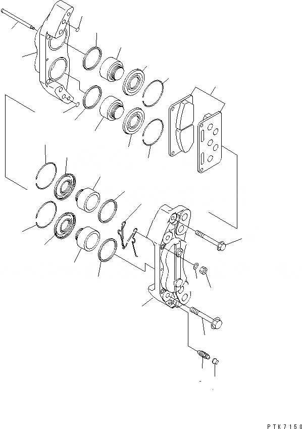 Схема запчастей Komatsu PW128UU-1 - ПЕРЕДН. ПРИВОД (ТОРМОЗ. CALIPER) (ПРАВ.)(№-) НИЖНЯЯ ГИДРОЛИНИЯ И ЛИНИЯ ХОДА