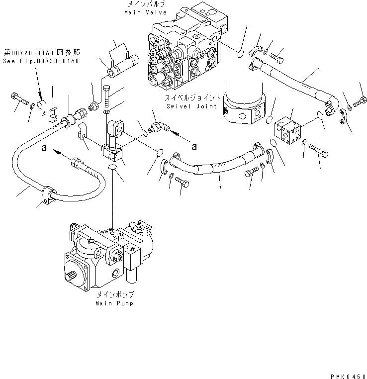 Схема запчастей Komatsu PW128UU-1 - ЛИНИЯ ПОДАЧИ¤ НИЖН.(№-) НИЖНЯЯ ГИДРОЛИНИЯ И ЛИНИЯ ХОДА