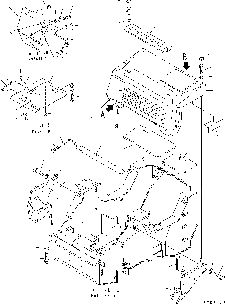 Схема запчастей Komatsu PW128UU-1 - КАПОТ (ПЕРЕДН. COVER)(№-) ПОДВЕСКА¤КОЛЕСА И КОМПОНЕНТЫ