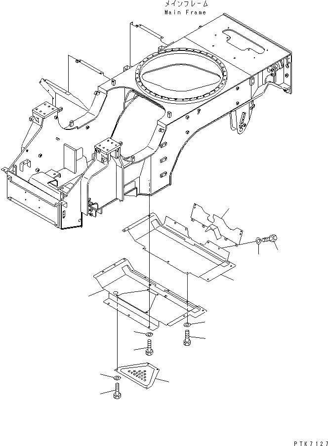 Схема запчастей Komatsu PW128UU-1 - НИЖН. КРЫШКА (НИЖН. ¤ COVER) ПОДВЕСКА¤КОЛЕСА И КОМПОНЕНТЫ