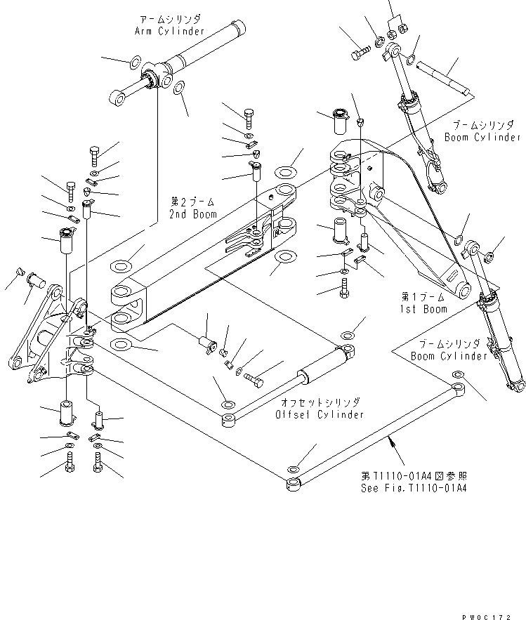 Схема запчастей Komatsu PW128UU-1 - OFFSET СТРЕЛА (ПАЛЕЦ)(№-) РАБОЧЕЕ ОБОРУДОВАНИЕ