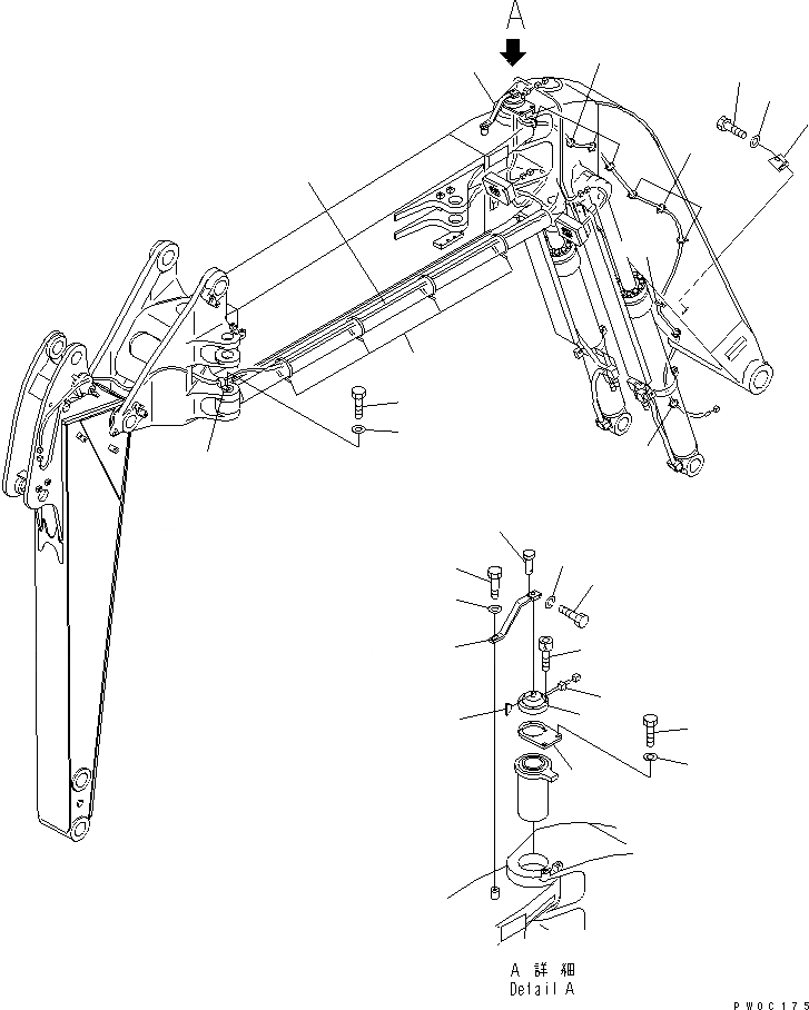 Схема запчастей Komatsu PW128UU-1 - OFFSET СТРЕЛА (БЕЗОПАСН. ОБОРУД-Е)(№-) РАБОЧЕЕ ОБОРУДОВАНИЕ