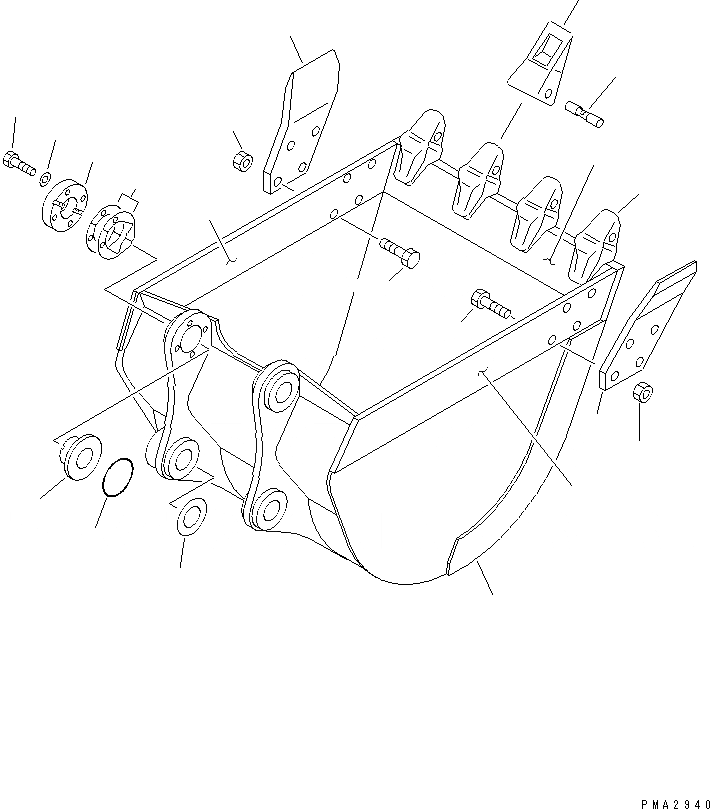 Схема запчастей Komatsu PW128UU-1 - КОВШ (ГОРИЗОНТАЛЬН. ПАЛЕЦ¤ С РЕГУЛЯТОРОМ) КАТАЛОГИ ЗЧ