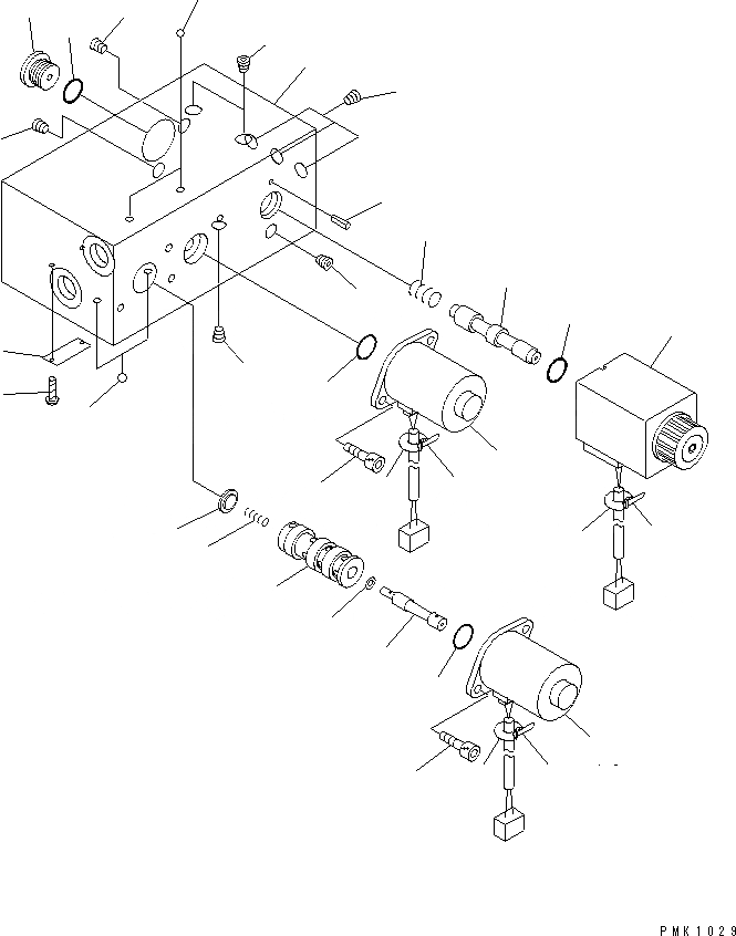Схема запчастей Komatsu PW128UU-1 - СОЛЕНОИДНЫЙ КЛАПАН (ДЛЯ РАБОЧ. ОБОРУД-Я БЛОКИР.¤ ПОВОРОТН. ТОРМОЗ.¤      РЕВЕРС РУЛЕВ. УПРАВЛЕНИЕ REДЛЯM) ОСНОВН. КОМПОНЕНТЫ И РЕМКОМПЛЕКТЫ