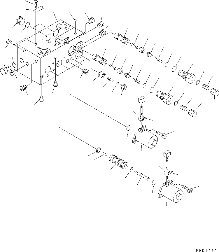 Схема запчастей Komatsu PW128UU-1 - СОЛЕНОИДНЫЙ КЛАПАН (ДЛЯ КОНТРОЛЬ ХОДА) ОСНОВН. КОМПОНЕНТЫ И РЕМКОМПЛЕКТЫ