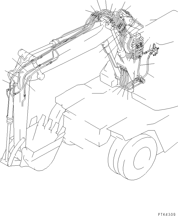 Схема запчастей Komatsu PW128UU-1 - ШЛАНГИ РАБОЧ. ОБОРУД-Я (ДЛЯ 2-СЕКЦИОНН. СТРЕЛЫ)(№-) КАТАЛОГИ ЗЧ