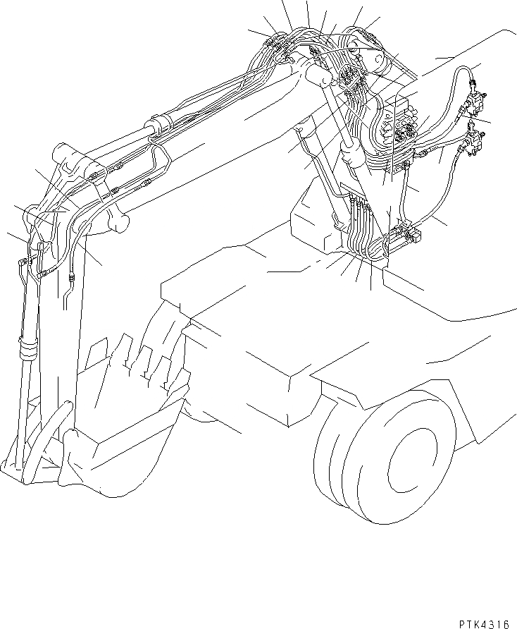 Схема запчастей Komatsu PW128UU-1 - ШЛАНГИ РАБОЧ. ОБОРУД-Я (ДЛЯ 2-СЕКЦИОНН. СТРЕЛЫ) КАТАЛОГИ ЗЧ