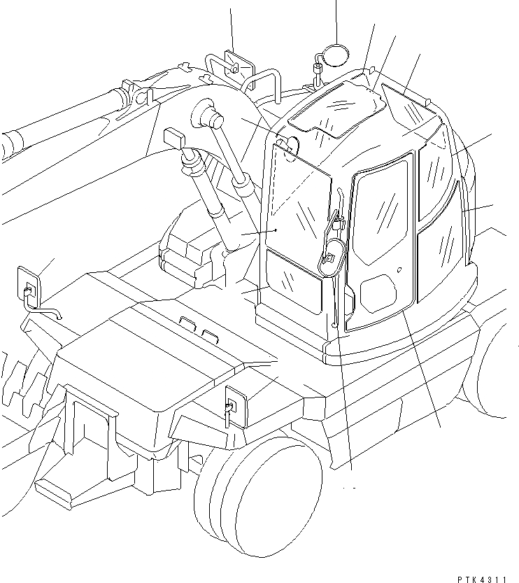 Схема запчастей Komatsu PW128UU-1 - СТЕКЛА И ЗАДН. VIEW MIRROR(№-) КАТАЛОГИ ЗЧ