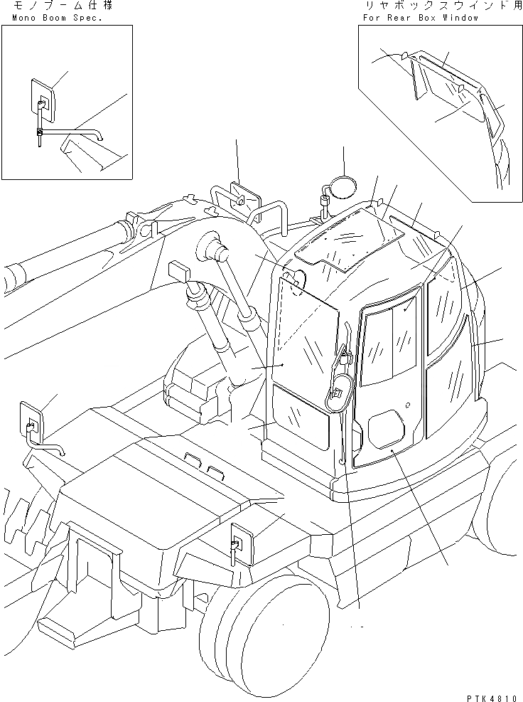 Схема запчастей Komatsu PW128UU-1 - СТЕКЛА И ЗАДН. VIEW MIRROR(№-) КАТАЛОГИ ЗЧ