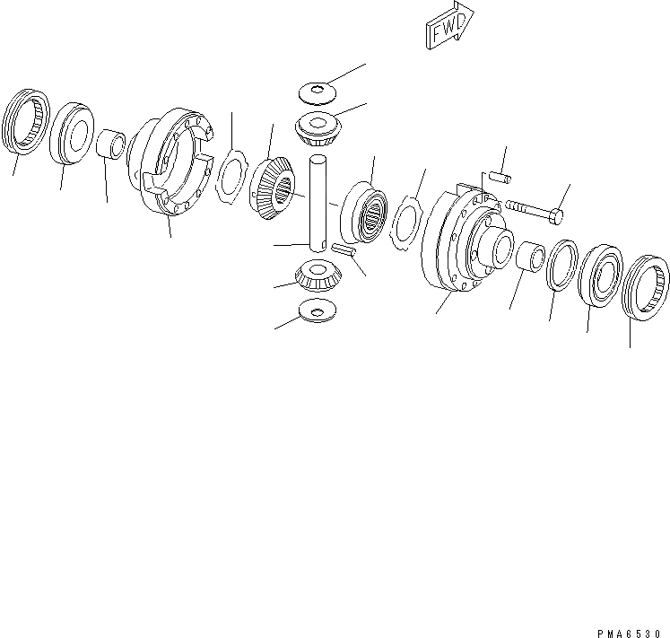 Схема запчастей Komatsu PW130-6K - ПЕРЕДНИЙ МОСТ (ДИФФЕРЕНЦ.) СИЛОВАЯ ПЕРЕДАЧА
