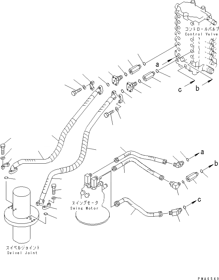 Схема запчастей Komatsu PW130-6K - КЛАПАН ТРУБЫ (ПОВОРОТН. И ХОД) ГИДРАВЛИКА