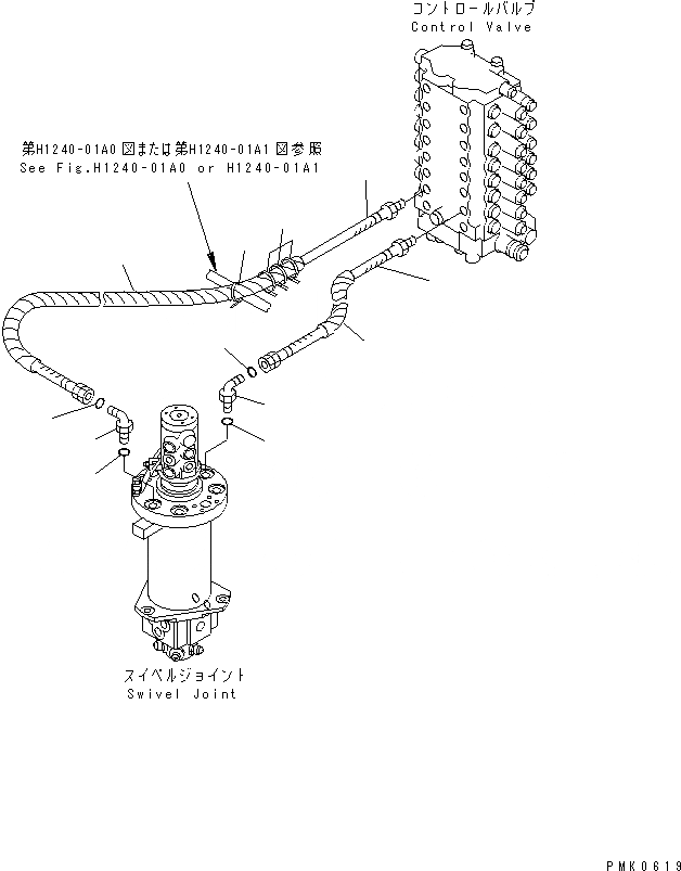 Схема запчастей Komatsu PW130-6K - КЛАПАН ТРУБЫ (STABILIZER) ГИДРАВЛИКА