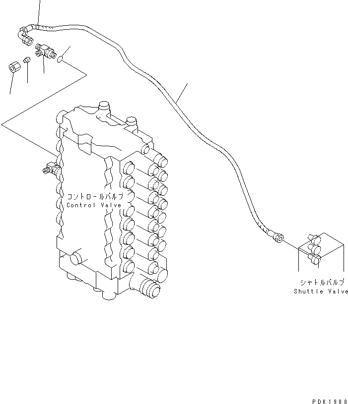 Схема запчастей Komatsu PW130-6K - КЛАПАН ТРУБЫ (NON РУКОЯТЬ СТОПОРН. КЛАПАН) ГИДРАВЛИКА