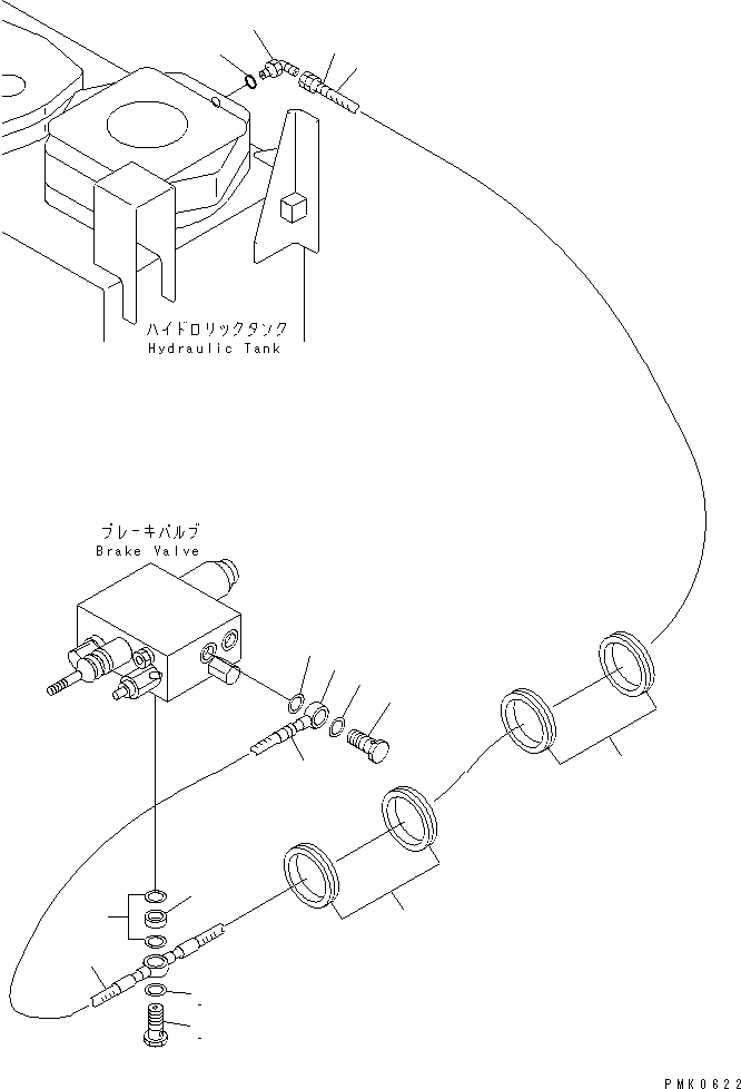 Схема запчастей Komatsu PW130-6K - ТОРМОЗН. ГИДРОЛИНИЯ (КЛАПАН - БАК)(№K-K7) ГИДРАВЛИКА