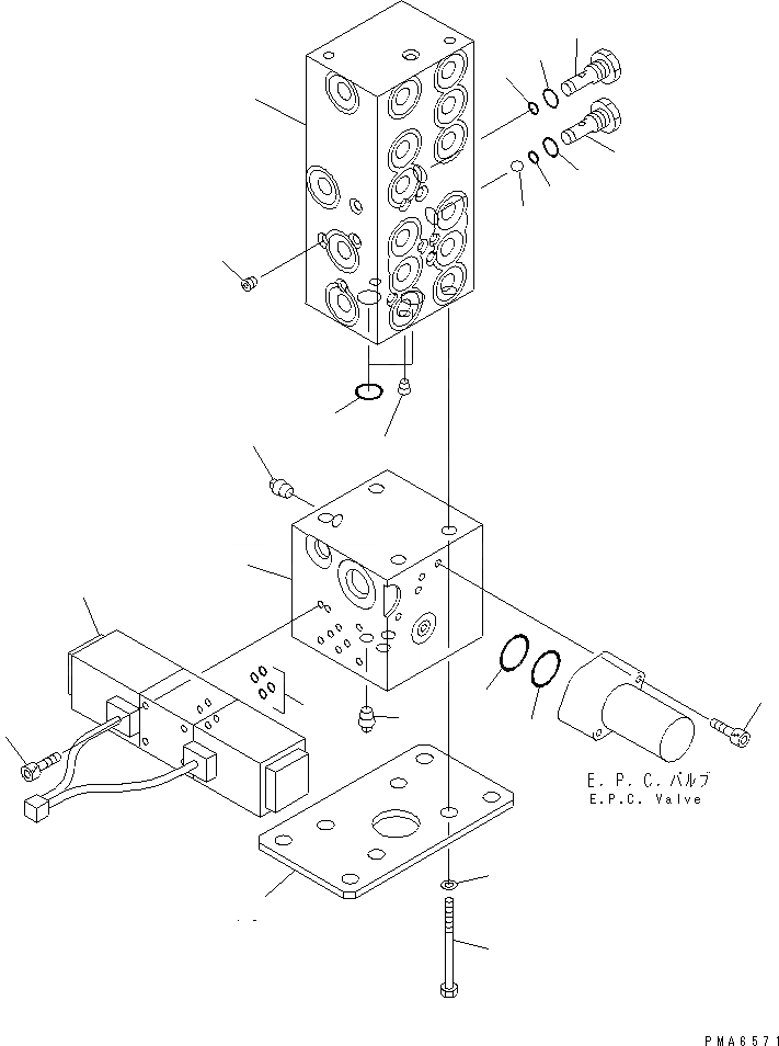 Схема запчастей Komatsu PW130-6K - РАСПРЕДЕЛИТ. КЛАПАН И ХОД JUNCTION КЛАПАН ГИДРАВЛИКА