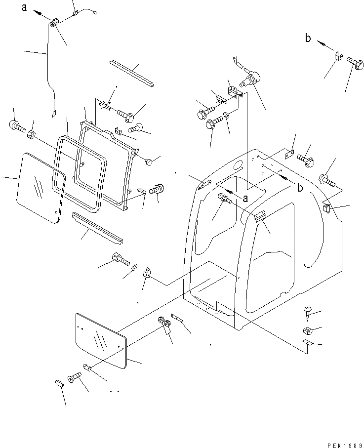 Схема запчастей Komatsu PW130-6K - КАБИНА (/7) (ПЕРЕДН. ОКНА) КАБИНА ОПЕРАТОРА И СИСТЕМА УПРАВЛЕНИЯ