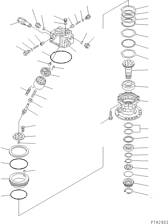 Схема запчастей Komatsu PW130-6K - МОТОР ПОВОРОТА (/) (ВНУТР. ЧАСТИ) ПОВОРОТН. КРУГ И КОМПОНЕНТЫ