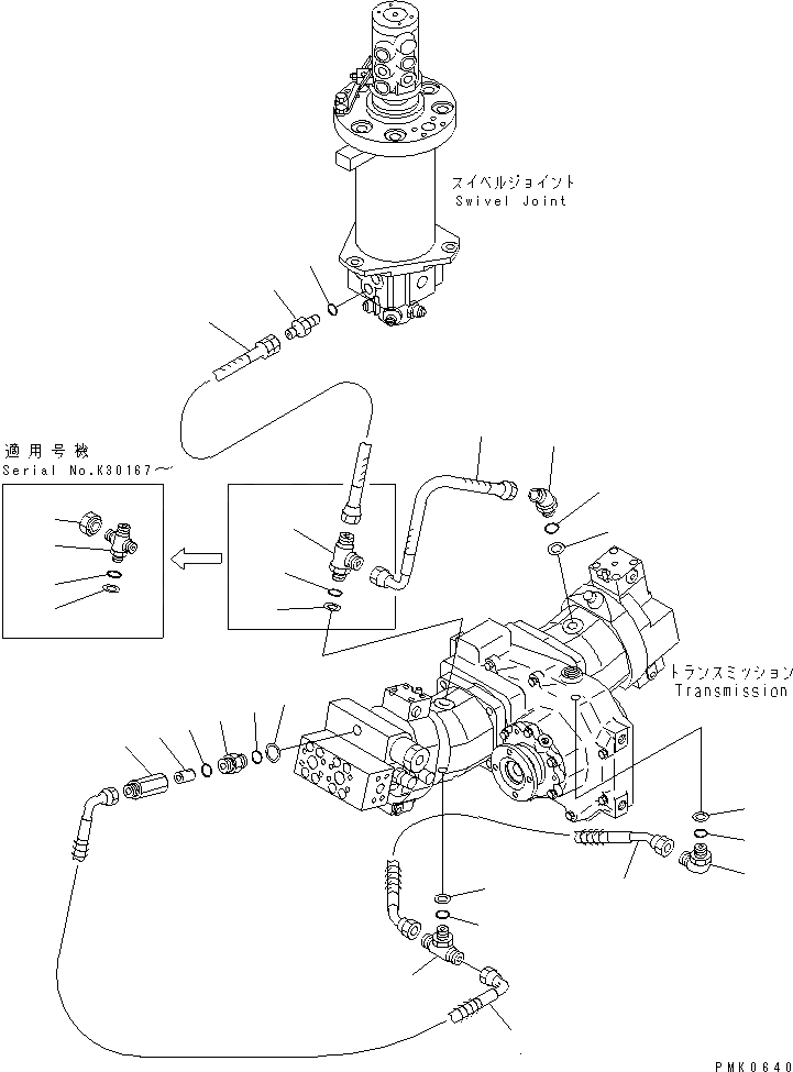 Схема запчастей Komatsu PW130-6K - ЛИНИЯ ХОДА (ДРЕНАЖН.) НИЖНЯЯ ГИДРОЛИНИЯ И ЛИНИЯ ХОДА