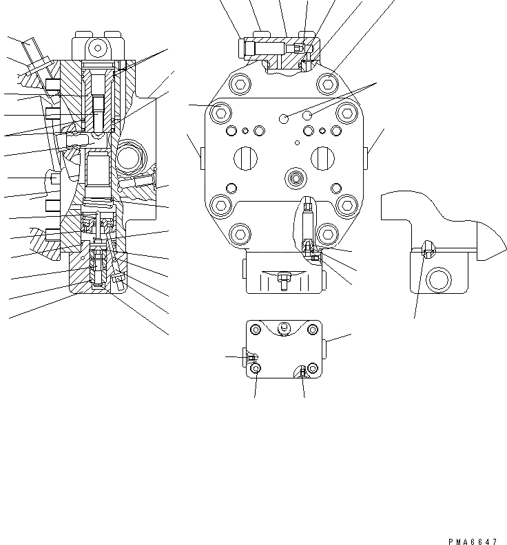 Схема запчастей Komatsu PW130-6K - МОТОР ХОДА¤ ПЕРЕДН. (/) НИЖНЯЯ ГИДРОЛИНИЯ И ЛИНИЯ ХОДА