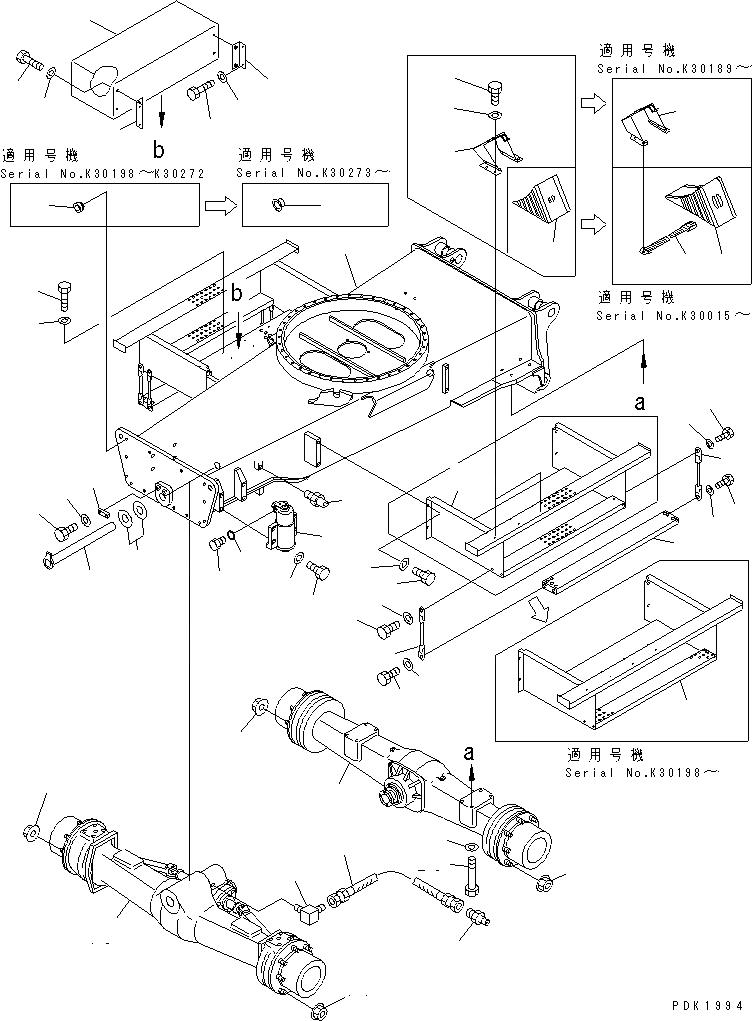 Схема запчастей Komatsu PW130-6K - ШАССИ РАМА SUSPENTION И КОЛЕСА