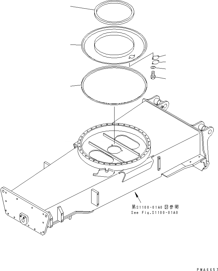 Схема запчастей Komatsu PW130-6K - РЕЗЕРВУАР Д/СМАЗКИ SUSPENTION И КОЛЕСА