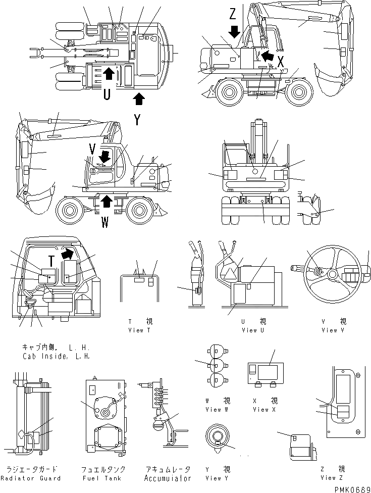 Схема запчастей Komatsu PW130-6K - МАРКИРОВКА (ГЕРМАН.) МАРКИРОВКА