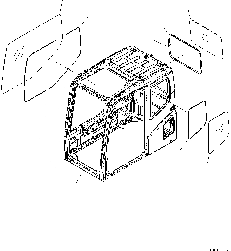 Схема запчастей Komatsu PW130-7K - КАБИНА (КАБИНА И БОКОВ. ОКНА¤ ЗАДН. ОКНА) КАБИНА ОПЕРАТОРА И СИСТЕМА УПРАВЛЕНИЯ