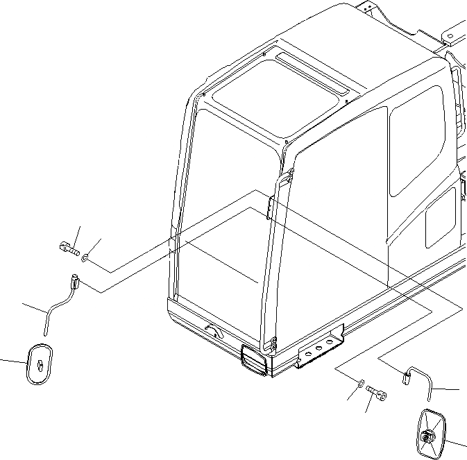 Схема запчастей Komatsu PW130-7K - ЗАДН. VIEW MIRRORS ЛЕВ. ЧАСТИ КОРПУСА