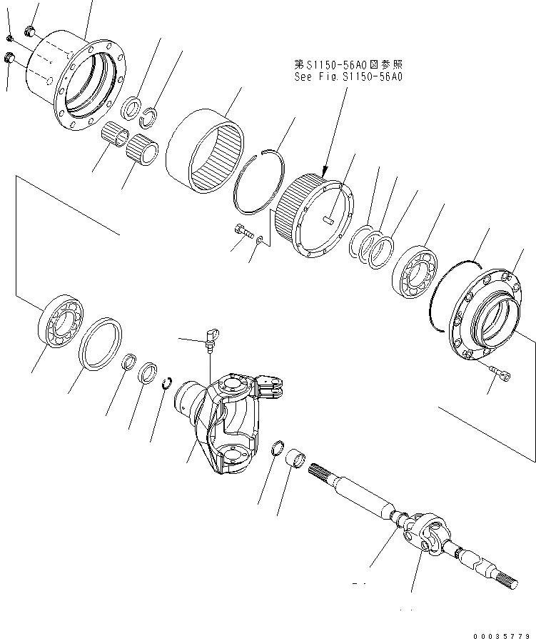 Схема запчастей Komatsu PW130-7K - ПЕРЕДНИЙ МОСТ (/) (.M ШИР.) SUSPENTION И КОЛЕСА