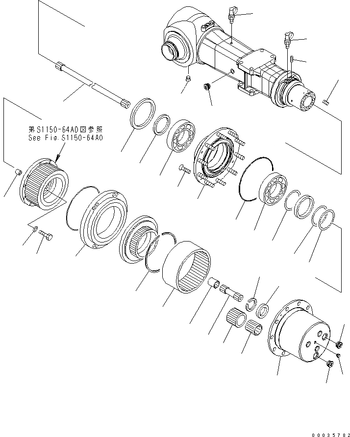 Схема запчастей Komatsu PW130-7K - ЗАДН. МОСТ (/) (.M ШИР.) SUSPENTION И КОЛЕСА