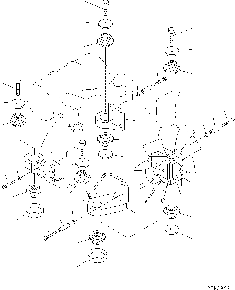 Схема запчастей Komatsu PW130ES-6K - КРЕПЛЕНИЕ ДВИГАТЕЛЯ КОМПОНЕНТЫ ДВИГАТЕЛЯ