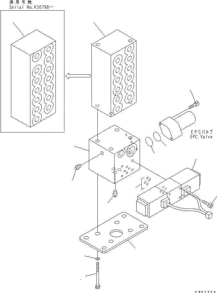 Схема запчастей Komatsu PW130ES-6K - РАСПРЕДЕЛИТ. КЛАПАН И ХОД JUNCTION КЛАПАН(№K-K999) ГИДРАВЛИКА