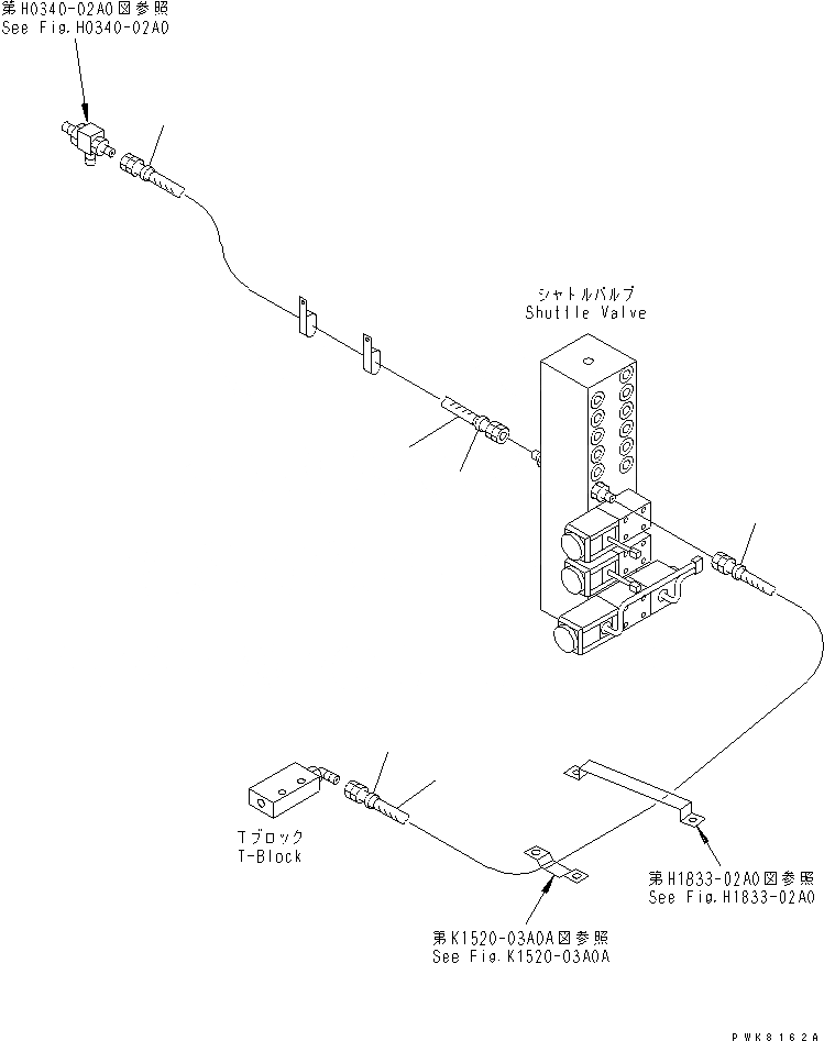 Схема запчастей Komatsu PW130ES-6K - РАСПРЕДЕЛИТ. КЛАПАН ЛИНИЯ (T-PORT ТРУБЫ)(№K-) ГИДРАВЛИКА