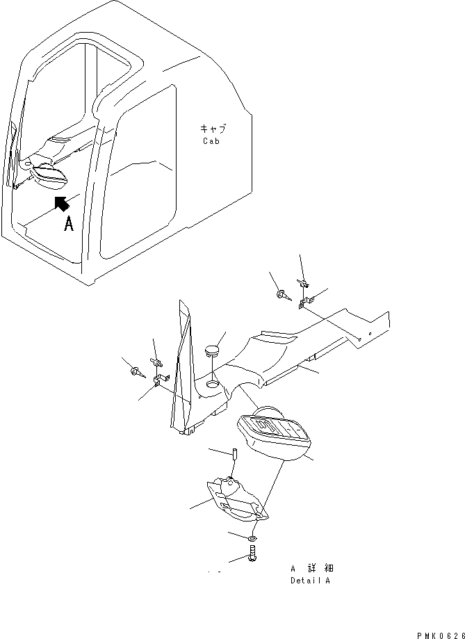 Схема запчастей Komatsu PW130ES-6K - КАБИНА (КРЫШКА ПАНЕЛИ С МОНИТОРОМ)(№K-K) КАБИНА ОПЕРАТОРА И СИСТЕМА УПРАВЛЕНИЯ
