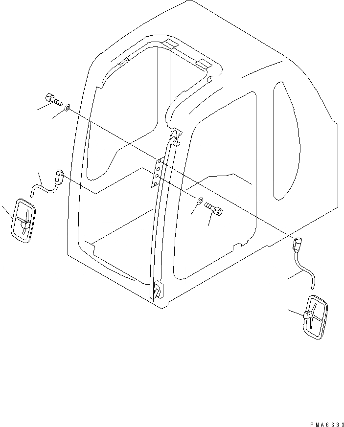 Схема запчастей Komatsu PW130ES-6K - ЗЕРКАЛА ЗАДН. ВИДАЛЕВ. ЧАСТИ КОРПУСА