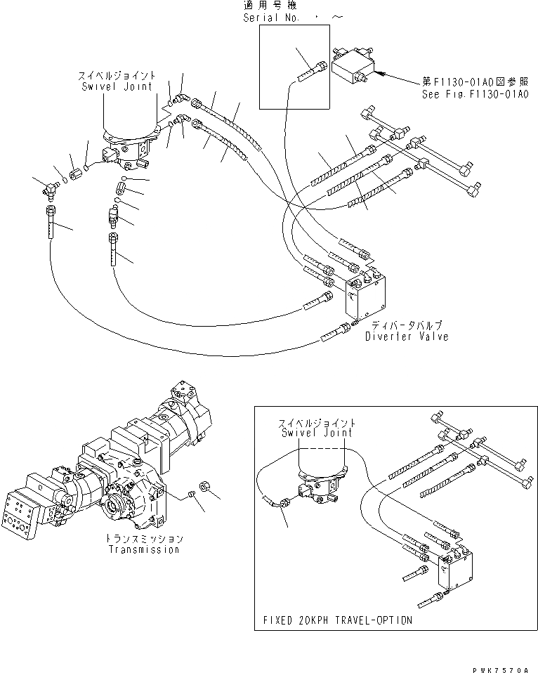 Схема запчастей Komatsu PW130ES-6K - ЗАДН. ОПОРА ТРУБЫ (/) SUSPENTION И КОЛЕСА