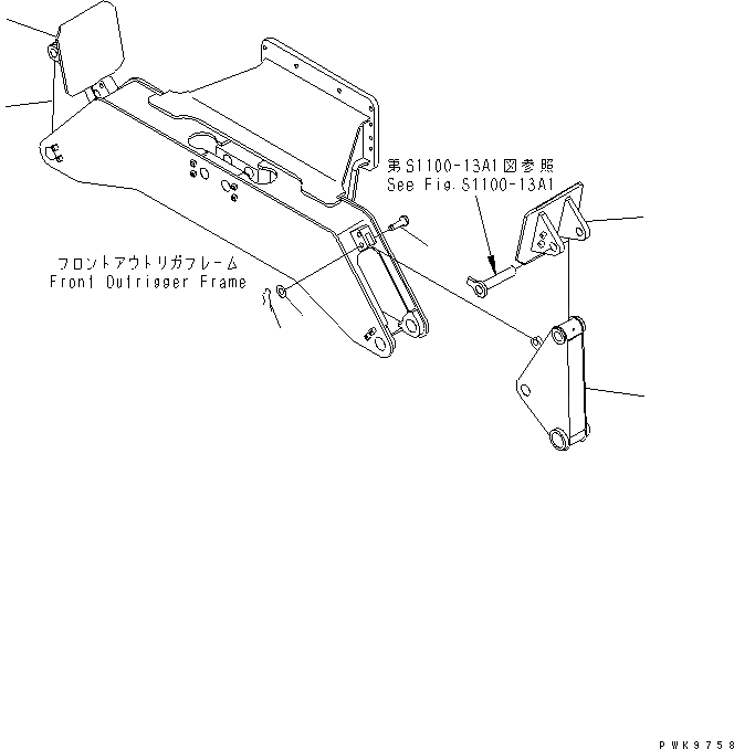 Схема запчастей Komatsu PW130ES-6K - ОПОРА (LEG) (ДЛЯ ПЕРЕДН. ОПОРА) SUSPENTION И КОЛЕСА