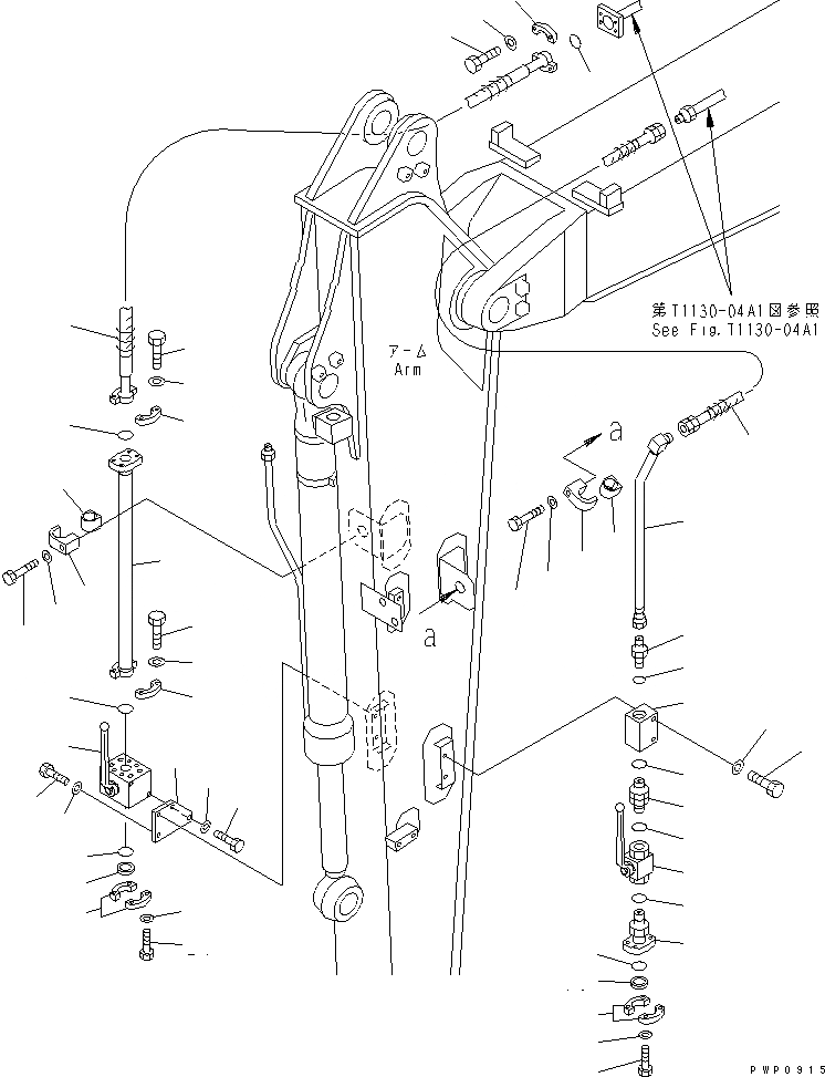 Схема запчастей Komatsu PW130ES-6K - РУКОЯТЬ (.M) (ДЛЯ НАВЕСН.ОБОРУД. ЛИНИЯ)(№K-) РАБОЧЕЕ ОБОРУДОВАНИЕ