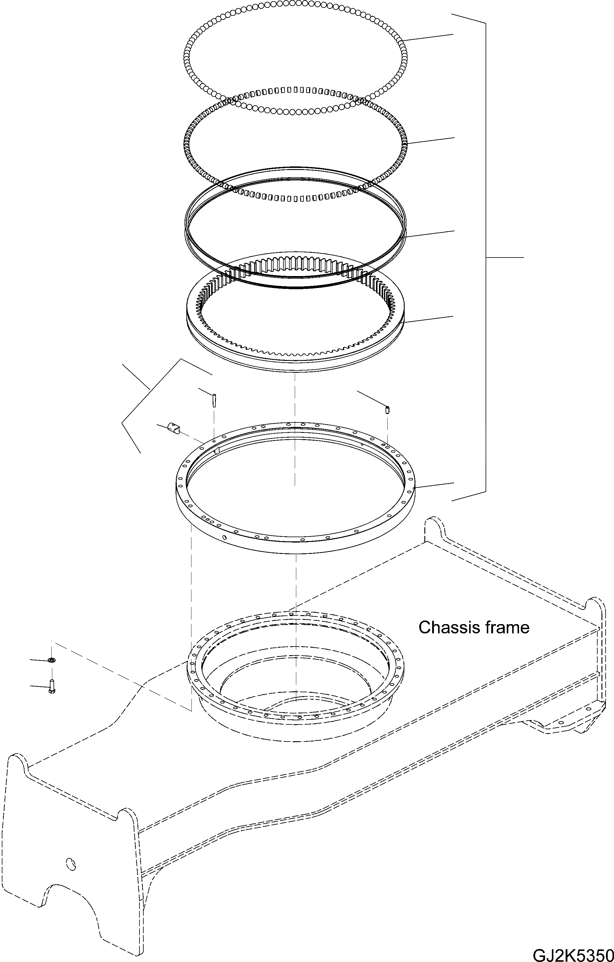 Схема запчастей Komatsu PW140-7 - ПОВОРОТН. КРУГ S ПОДВЕСКА И КОЛЕСА