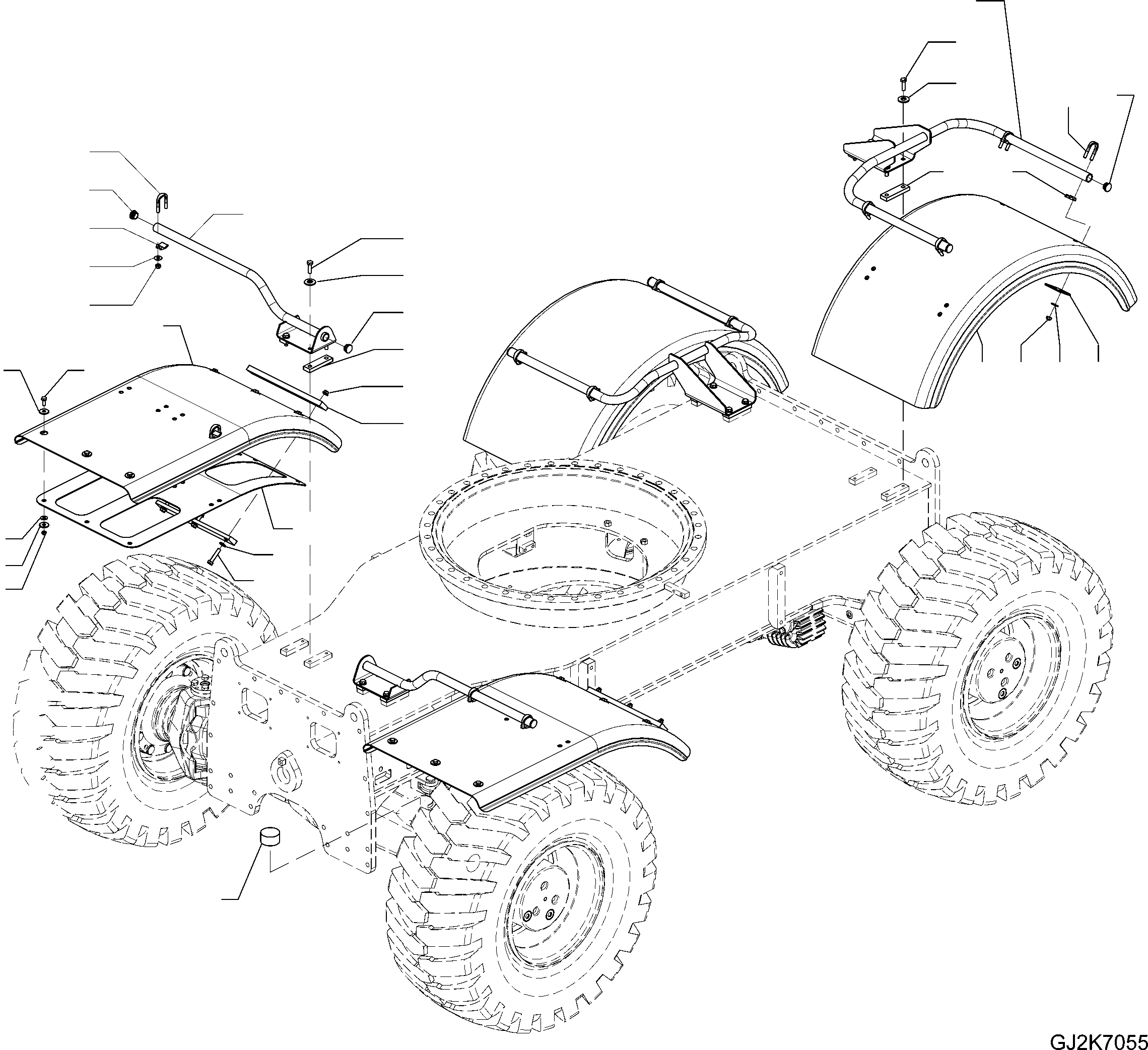 Схема запчастей Komatsu PW140-7 - КРЫЛО ASSEMBLY S ПОДВЕСКА И КОЛЕСА