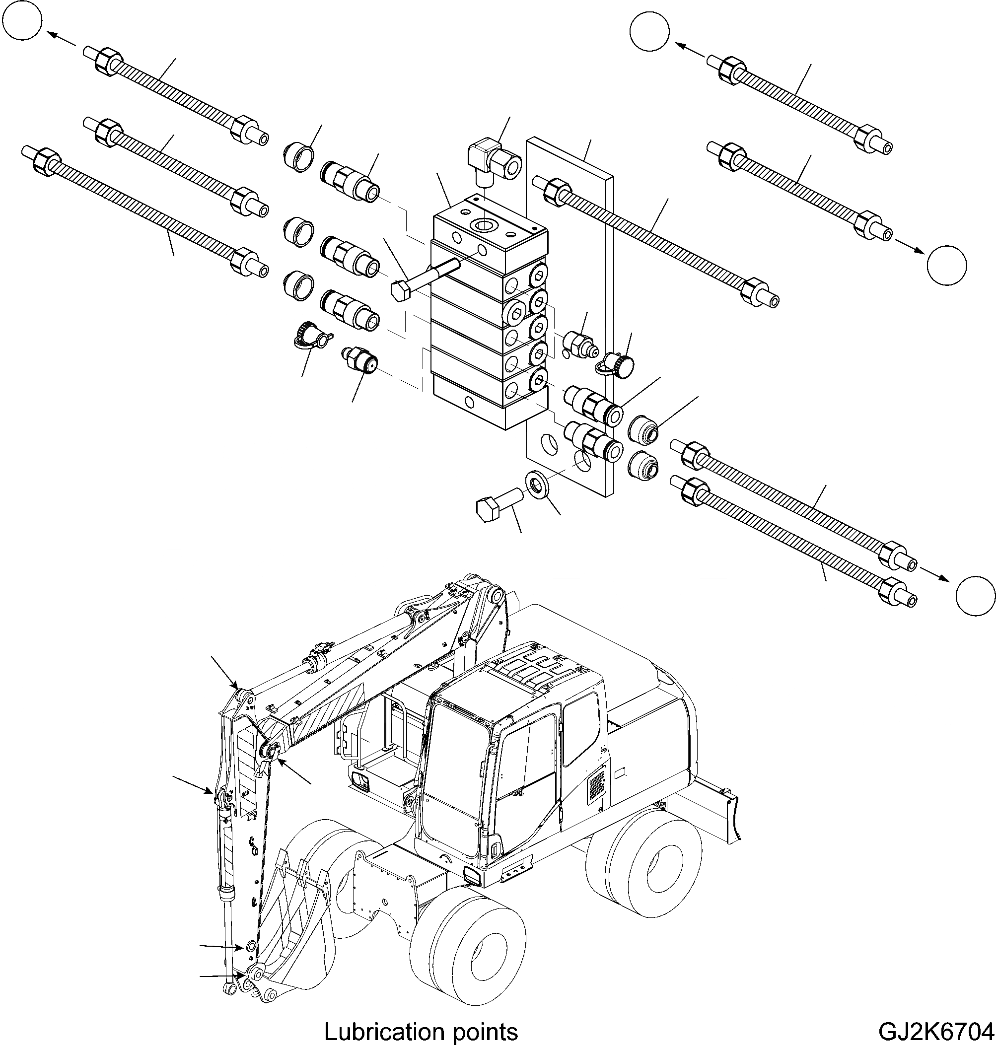 Схема запчастей Komatsu PW140-7 - CENTRAL СМАЗКА (ФИДЕР .M РУКОЯТЬ) W РАЗНОЕ