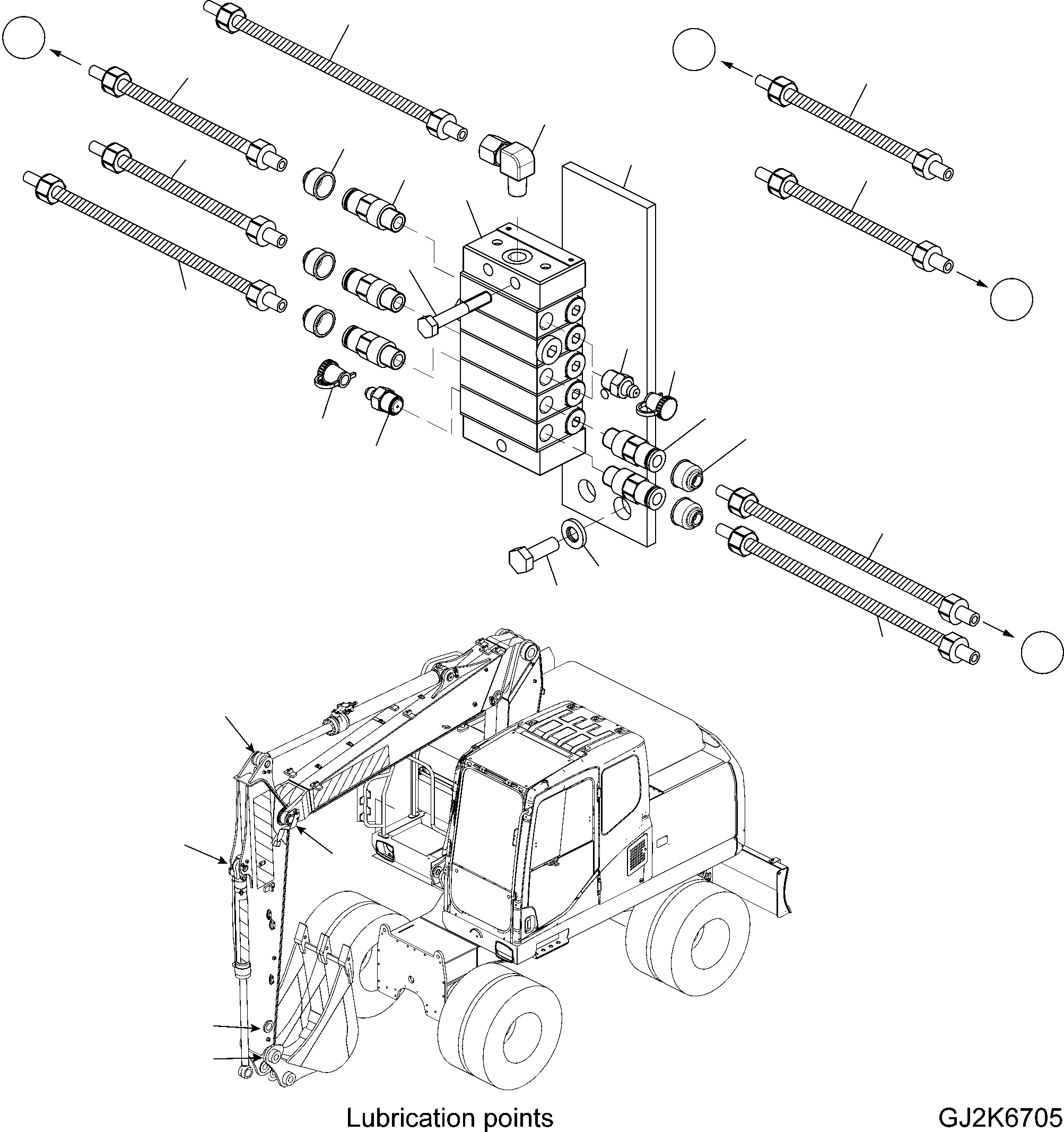 Схема запчастей Komatsu PW140-7 - CENTRAL СМАЗКА (ФИДЕР .M РУКОЯТЬ) W РАЗНОЕ