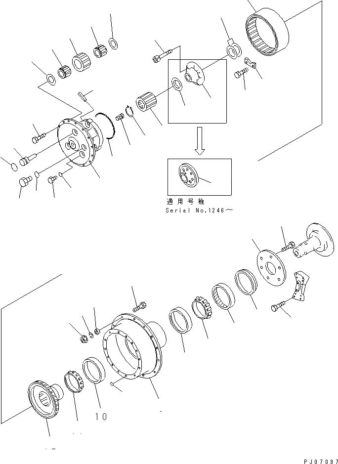 Схема запчастей Komatsu PW150-1 - ПЕРЕДНИЙ МОСТ (КОНЕЧНАЯ ПЕРЕДАЧА) МОСТ¤ КОЛЕСА И СИСТЕМАУПРАВЛЕНИЯ ПОВОРОТОМ